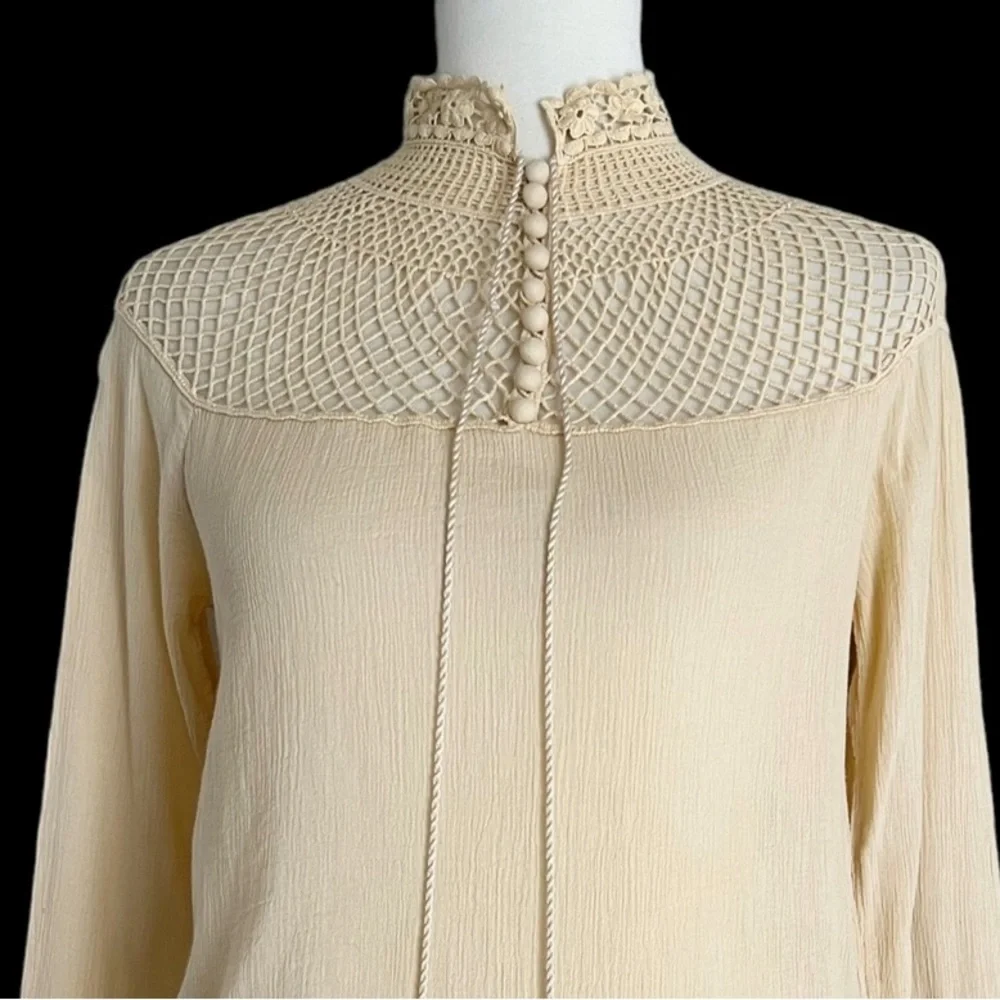 Free People‎ On The Island Crochet Neck Blouse